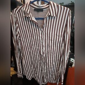 Brown and White Striped woman's Shirt